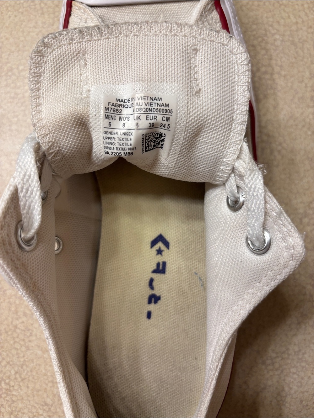 Converse Low Top Sneakers in White with Red Stripe - Picture 5 of 12
